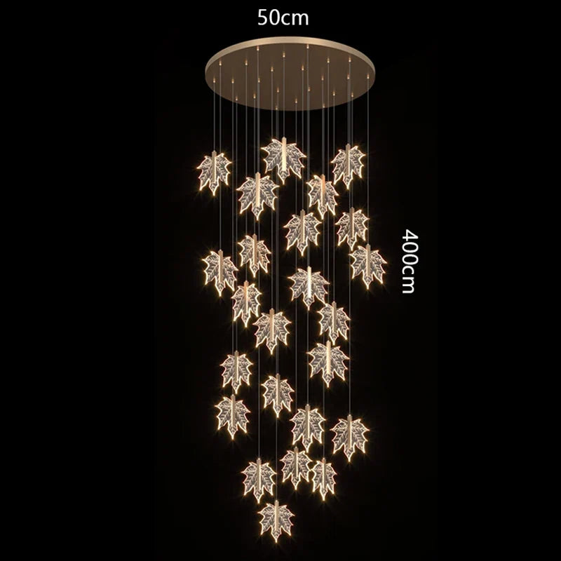 Modern Luxury Villa Maple Leaf Acrylic Chandelier Living Room, Hotel Lobby, Attic, Restaurant Light Luxury Decorative Chandelier