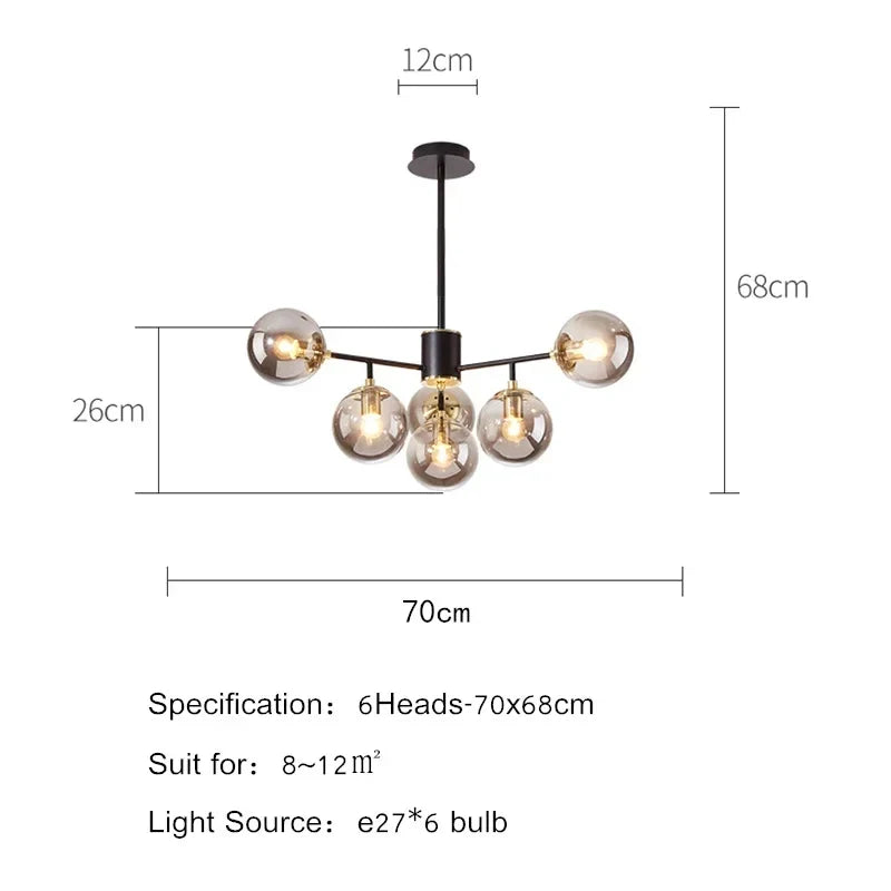 lustre en verre nordique suspension moderne pour décoration intérieure