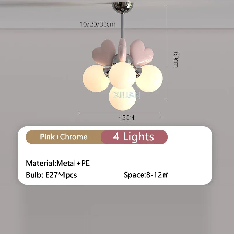 lustre de princesse avec bulle en forme de cœur pour chambre d'enfant