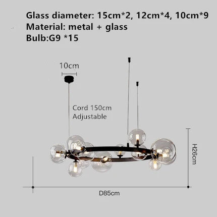 lustre en métal avec boule en verre pour décoration intérieure