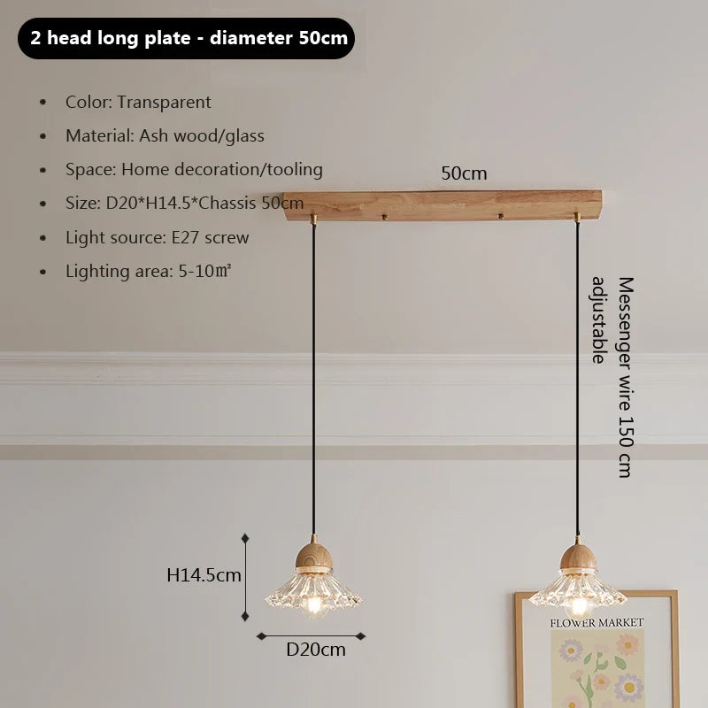 lustre nordique moderne en bois et verre led japonais