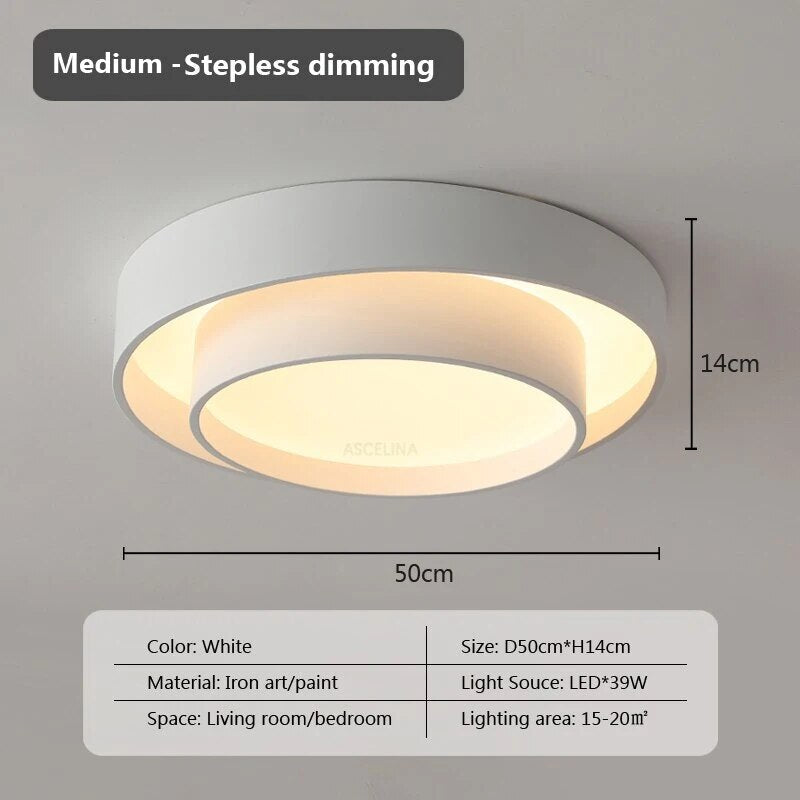 Plafonnier moderne led minimaliste blanc double rond