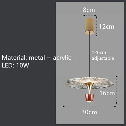 suspension led rond acrylique avec cordon réglable