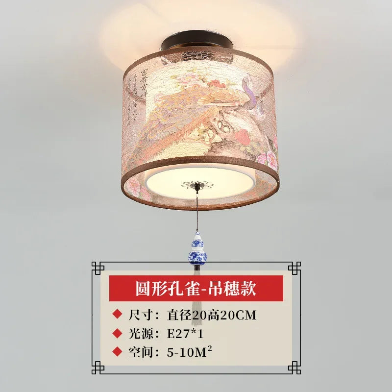 lustre chinois créatif lotus éclairage suspendu peinture décorative