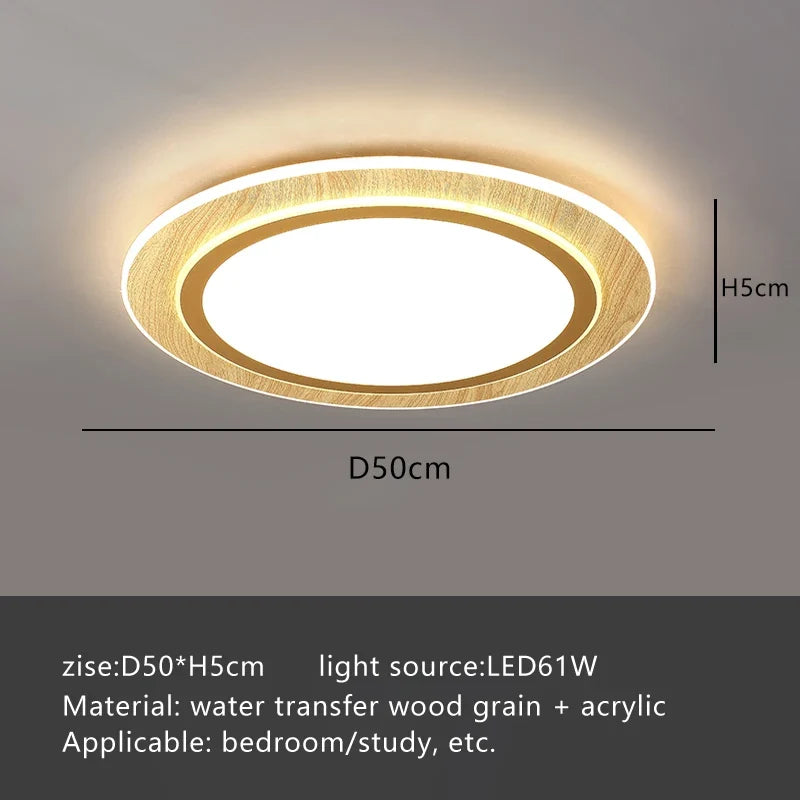 lampes de plafond led ultra-minces en bois style japonais
