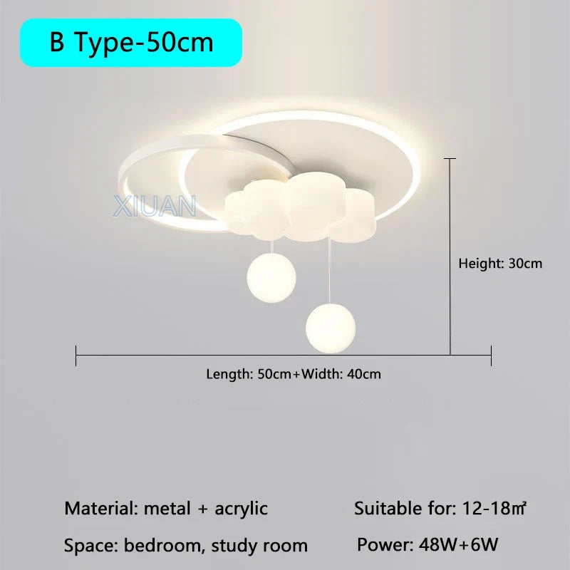 plafonnier minimaliste avec bulle suspendue et lustre en nuage