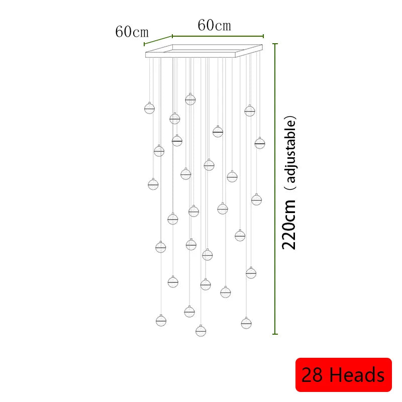 lustre long en cristal pour une ambiance moderne et élégante