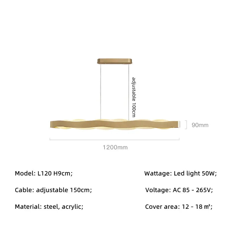 lustre moderne en acier led avec suspension en acrylique
