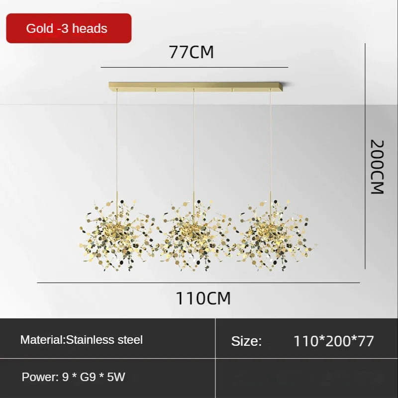 lustre moderne en acier inoxydable pour restaurant et boutique