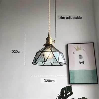 suspension en verre pur avec design ondulé en cuivre
