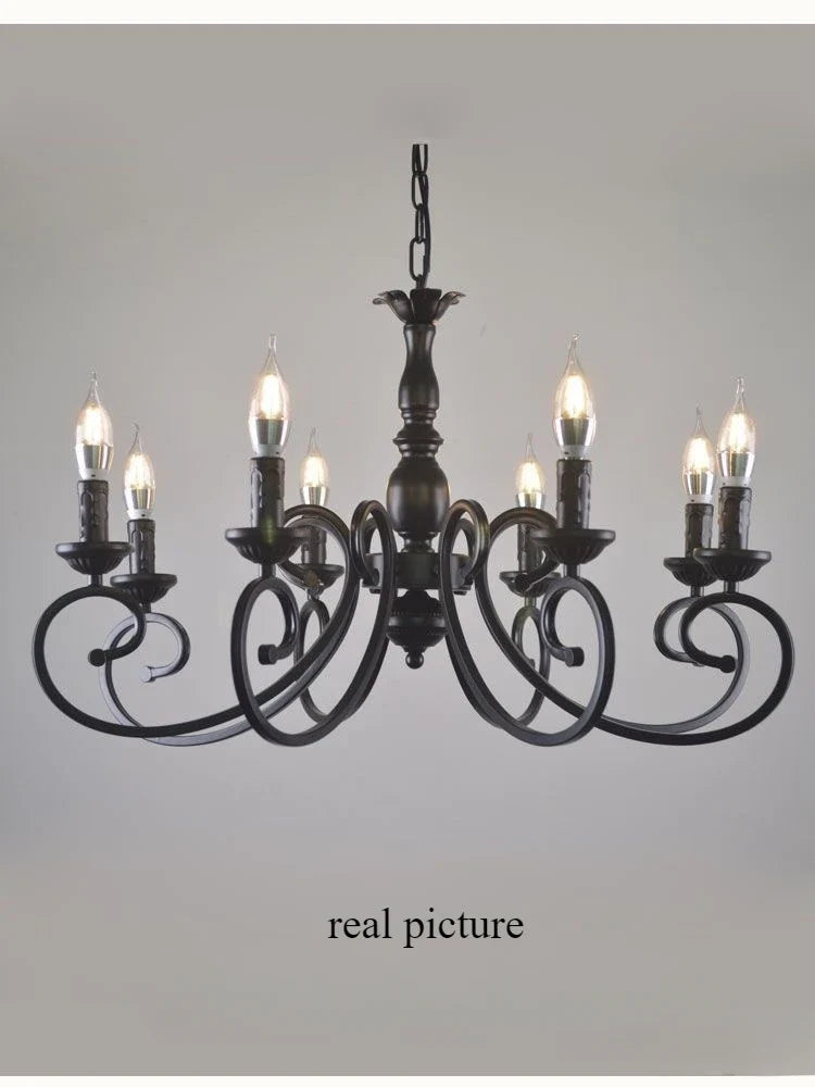 lustre rétro européen créatif en fer pour décoration intérieure