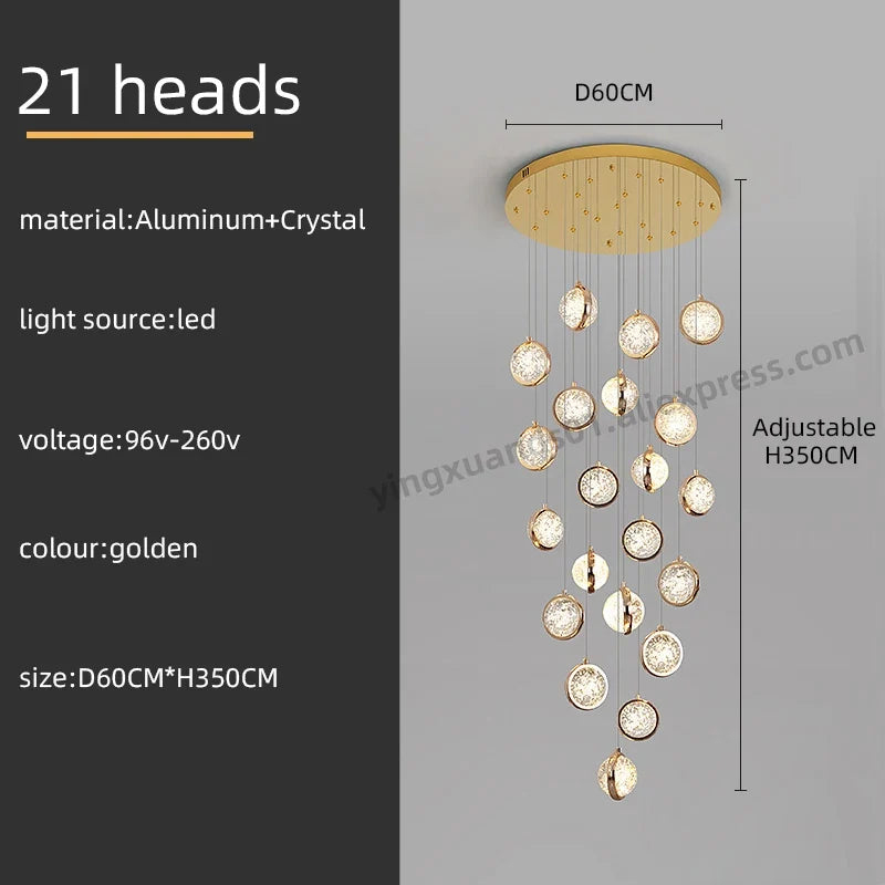 lustre rotatif design nordique en cristal pour éclairage intérieur