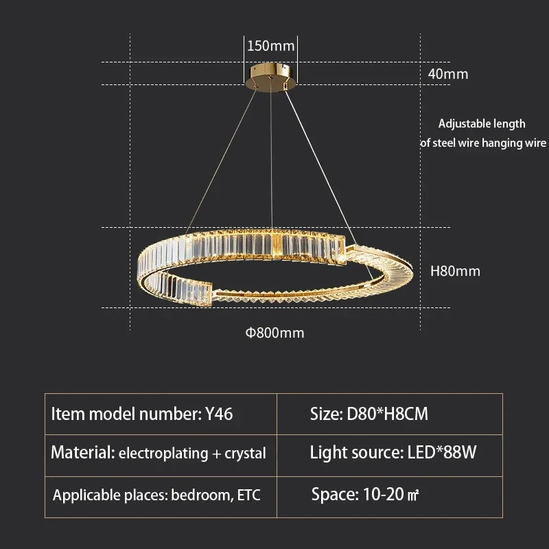 lustre moderne en cristal k9 pour décoration intérieure élégante