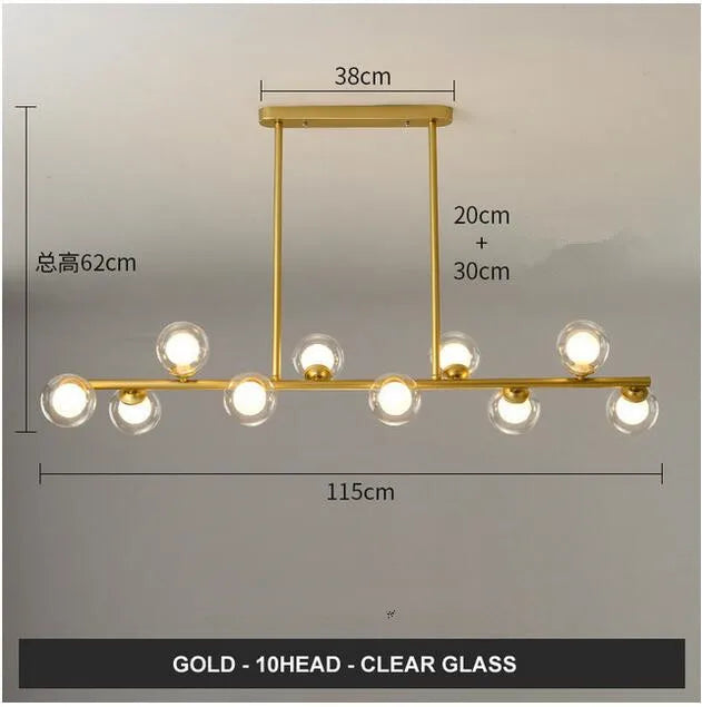 Lustre design boules de verre horizontales