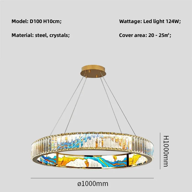 lustre led dimmable moderne en acier cercle décoratif