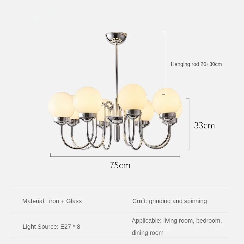 suspension minimaliste en verre et fer pour intérieur médiéval
