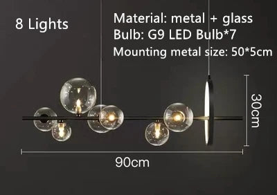 lustre en métal avec boule en verre pour décoration intérieure