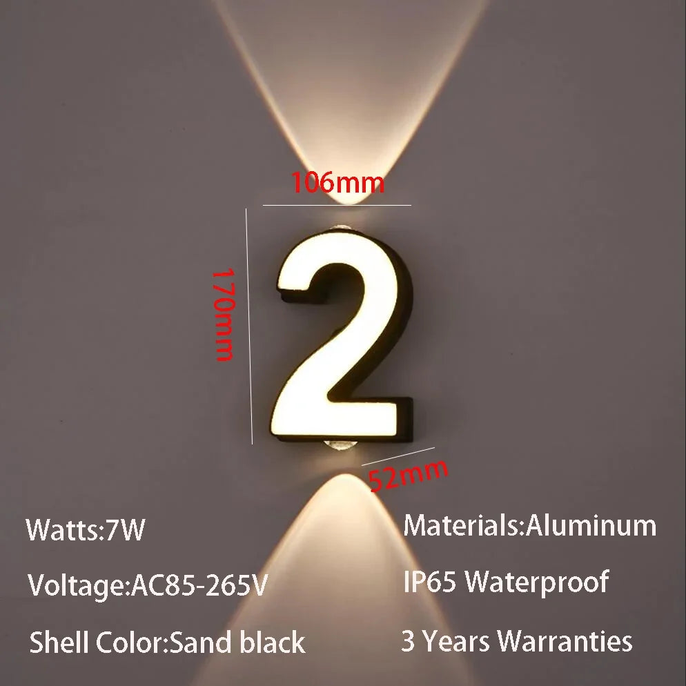 applique murale LED numéro de chiffre intérieur et extérieur IP65 étanche moderne minimalisme Style aluminium porche lumières de jardin