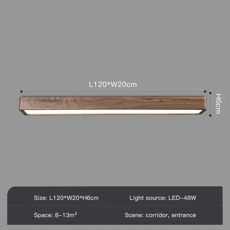 plafonnier carré à led moderne en bois pour intérieur