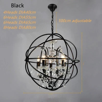 lustre vintage en cristal style cage à oiseaux éclairage led rétro