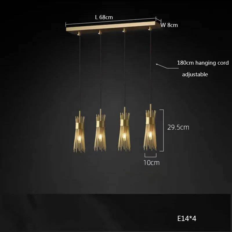 lustre en cuivre plein led créatif suspendu pour décoration maison