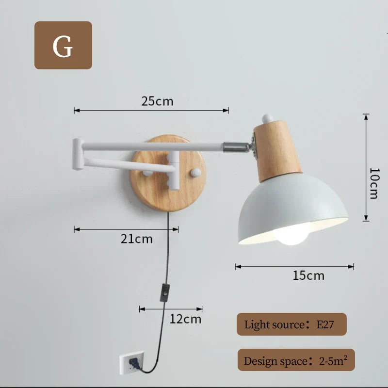 applique murale télescopique moderne lampe de lecture pliable minimaliste