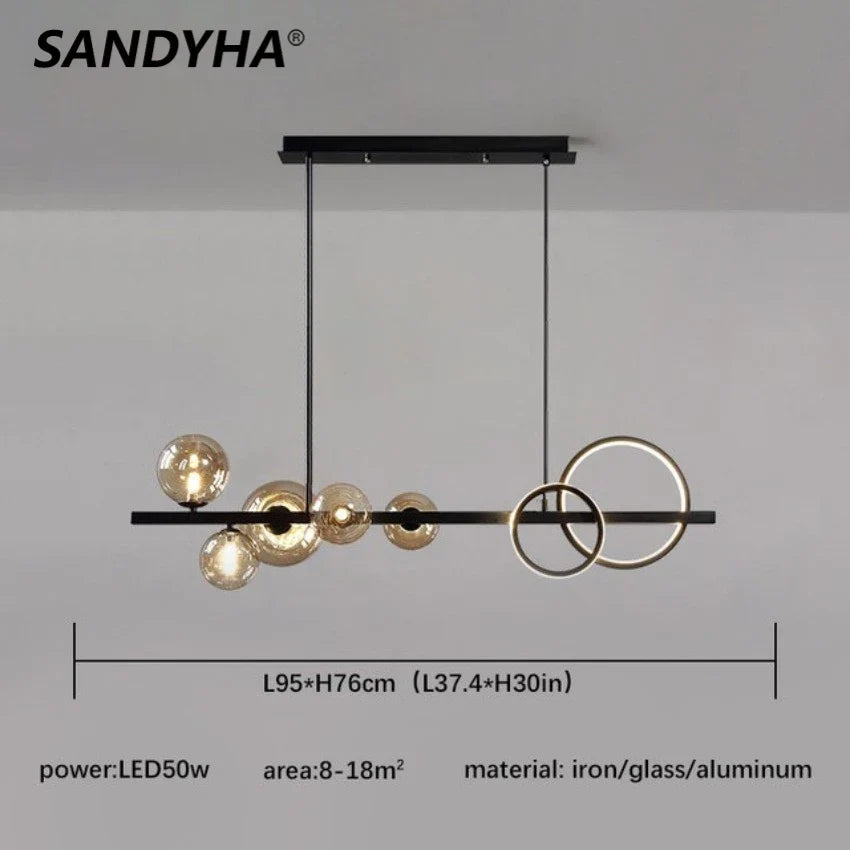 lustre moderne en verre design lumineux pour intérieur