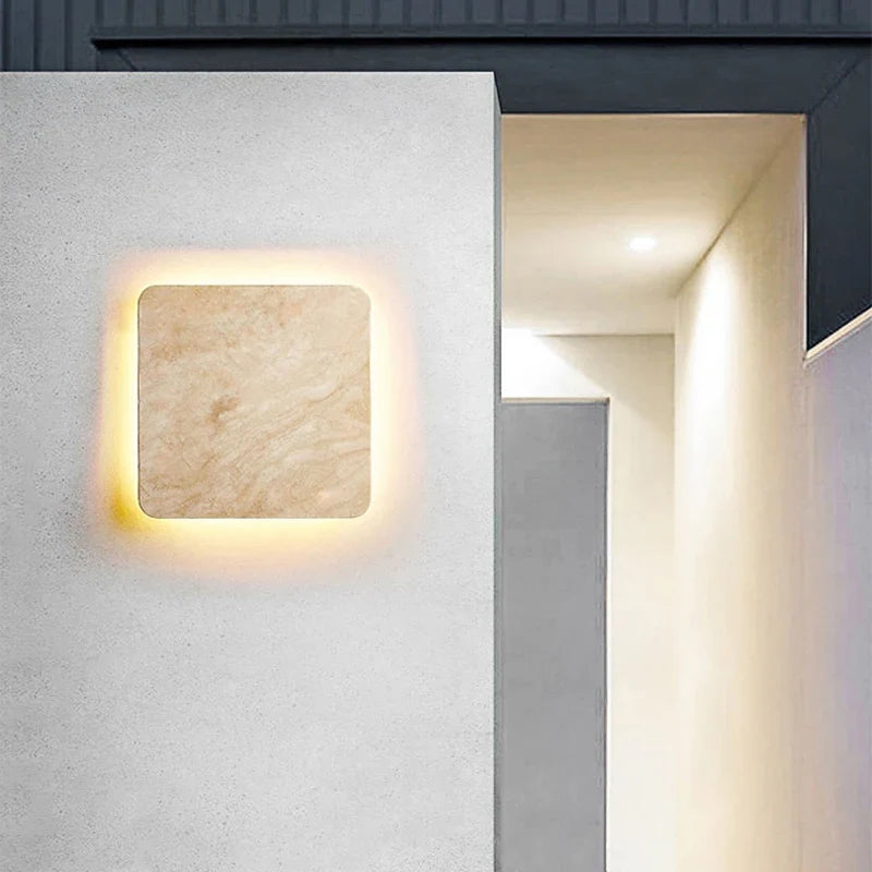 Applique murale pierre naturel Yellowstone Ip65 LED étanche carrée Villa cour entrée couloir Restaurant lumières décoratives