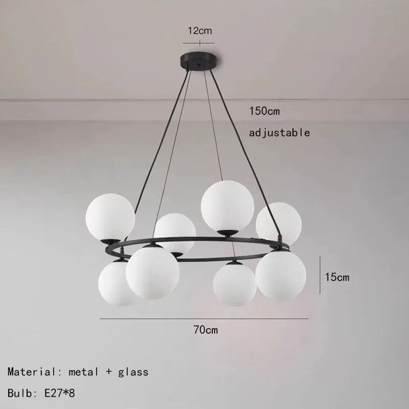 suspension en verre blanc design nordique pour intérieur décoratif