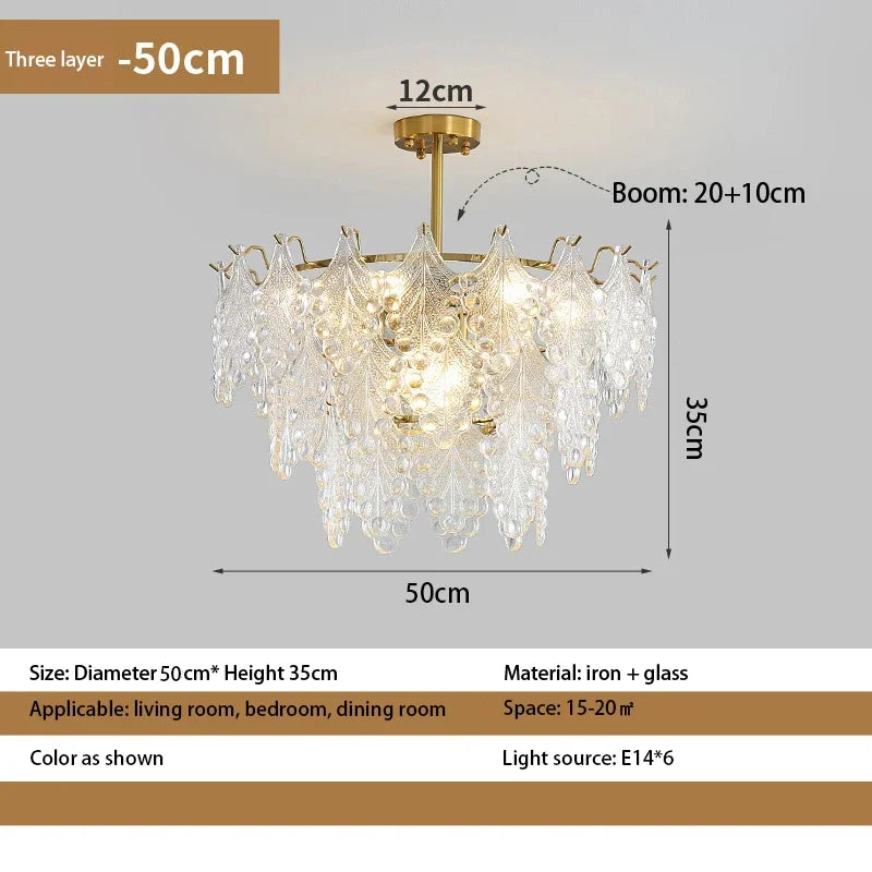 lustre en verre de luxe pour décoration intérieure romantique