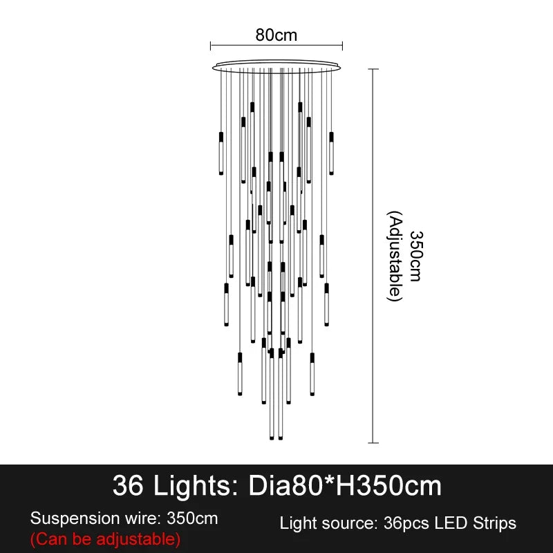 Modern luxury staircase LED pendant lights, duplex living room and attic lighting, restaurant decoration, hanging pendant lights