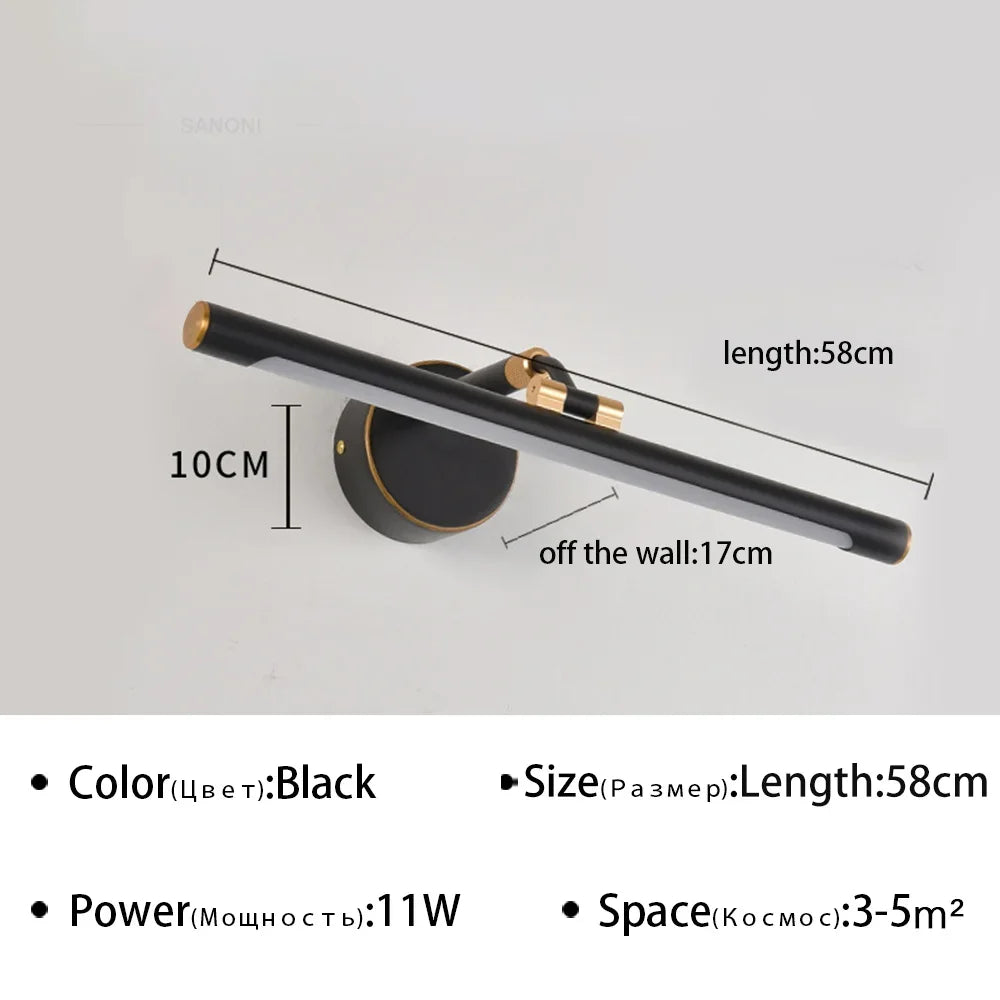 applique miroir à led moderne éclairage minimaliste rétractable intérieur