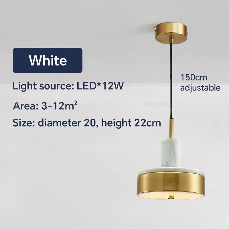 suspension nordique en marbre et cuivre design moderne