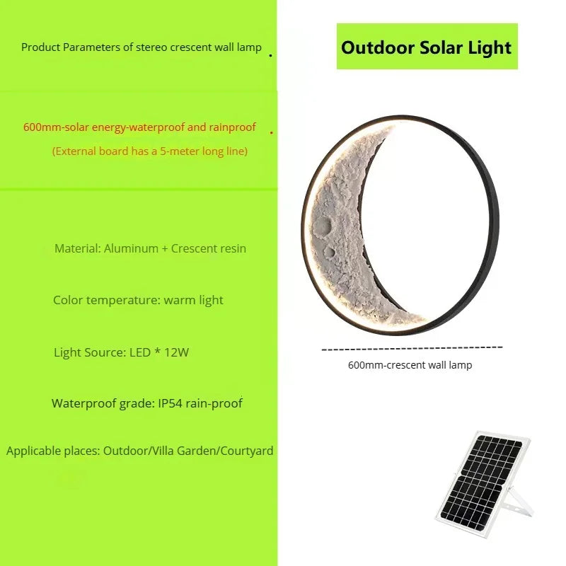 nouvelle applique murale lune led étanche moderne extérieur jardin résine