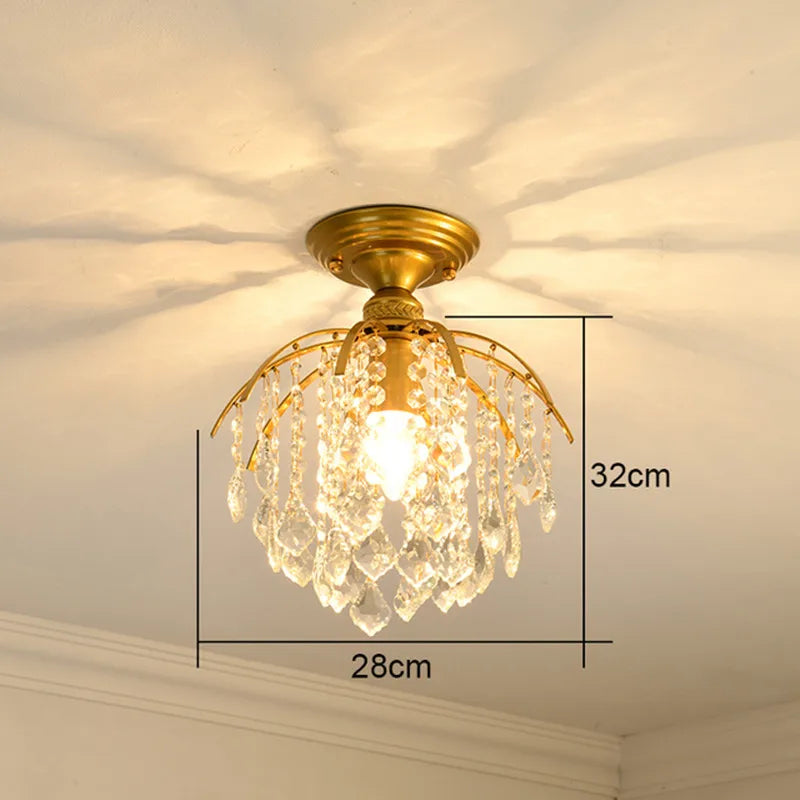 lustre moderne en cristal doré pour intérieur lumineux