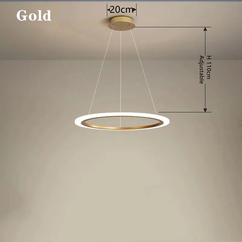 lustre circulaire moderne à anneau unique éclairage led