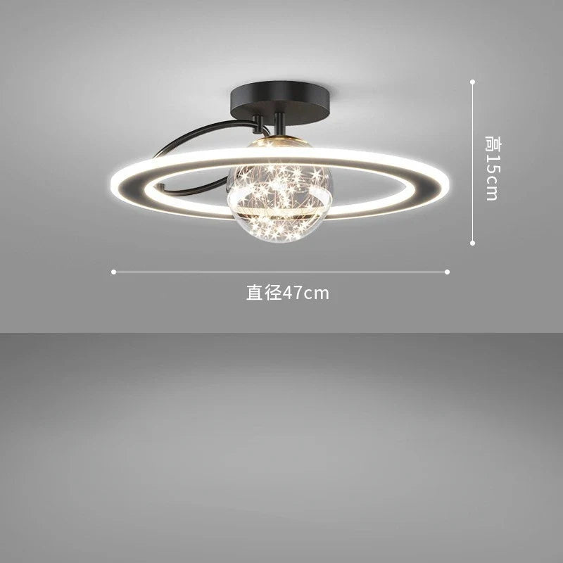 lustre moderne led sandyha avec boule de verre dorée