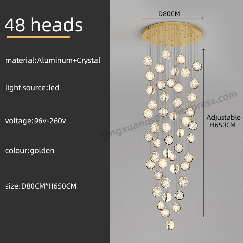 lustre rotatif design nordique en cristal pour éclairage intérieur