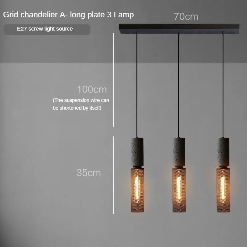 lampes suspendues en ciment pour loft industriel abat-jour en fer forgé
