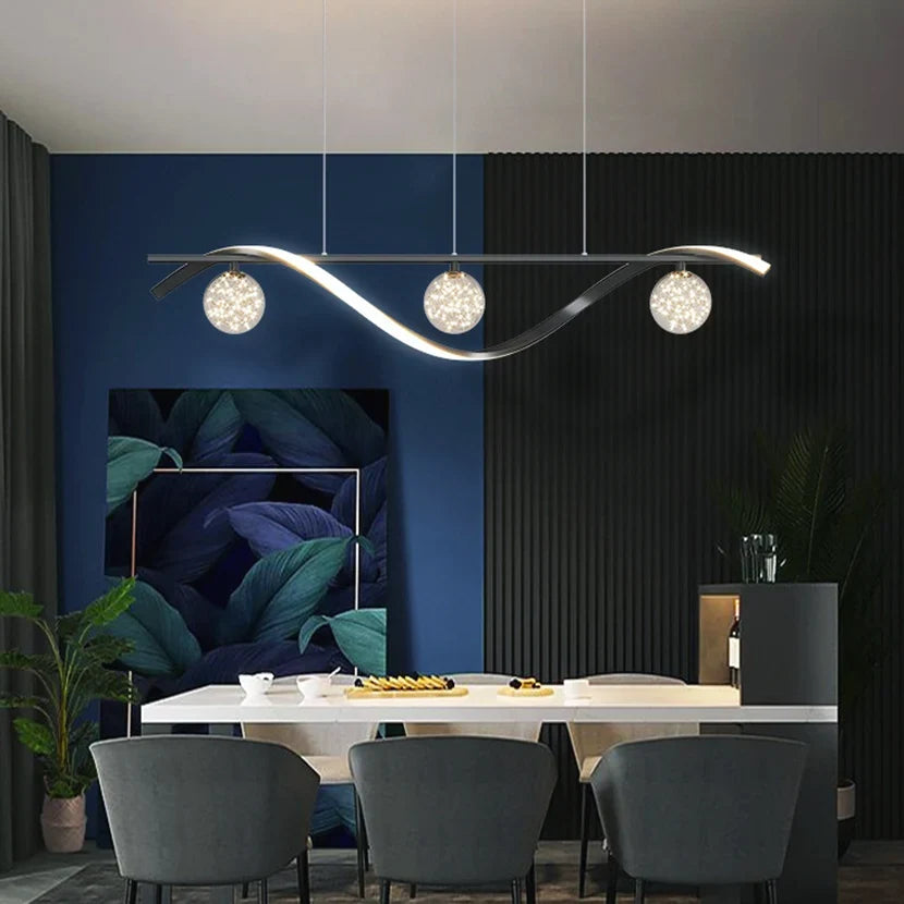 lustre sandyha led étoiles en boule de verre clair suspendue