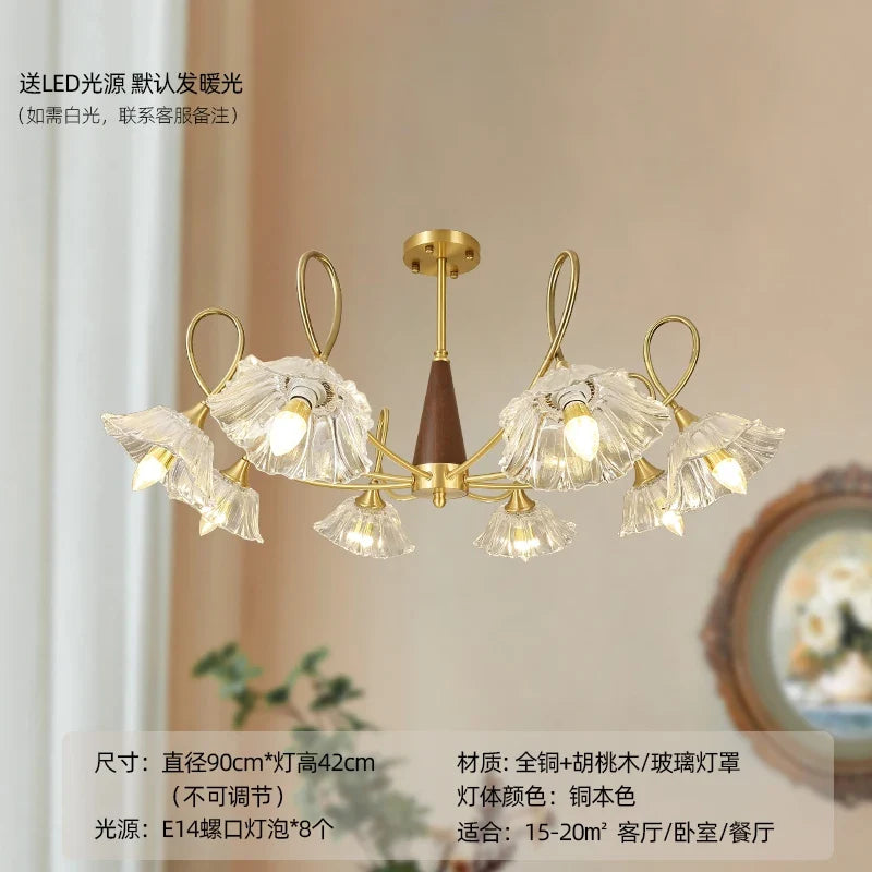lustre rétro médiéval en cuivre et bois massif pour intérieur