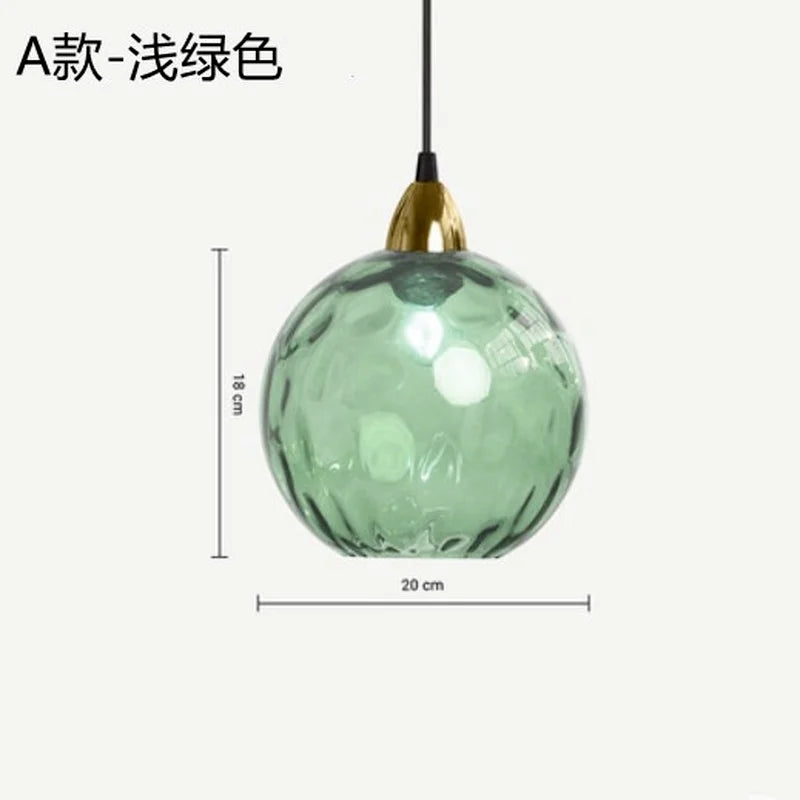 Lustre boule de verre coloré nordique lampes suspendues moderne Grain d'eau Restaurant cuisine luminaire suspendu chambre lampe de chevet