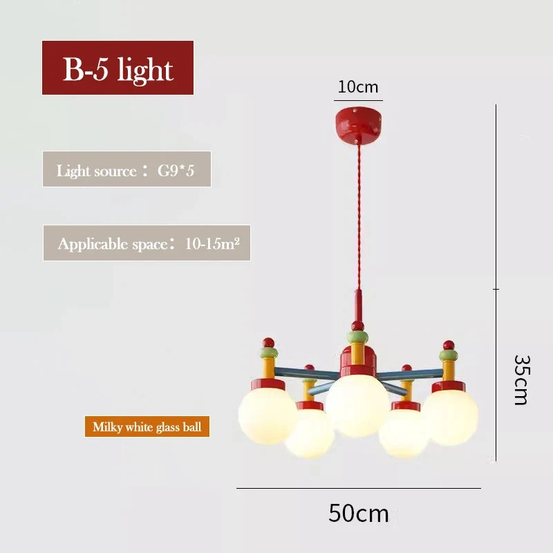 lustre coloré en verre pour chambre d'enfant princesse