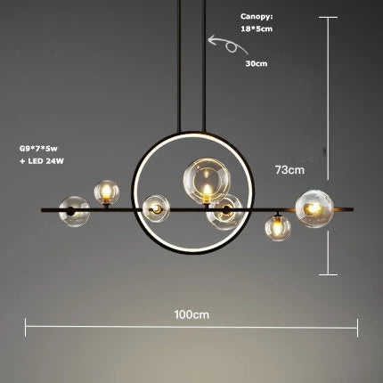 lustre en métal avec boule en verre pour décoration intérieure