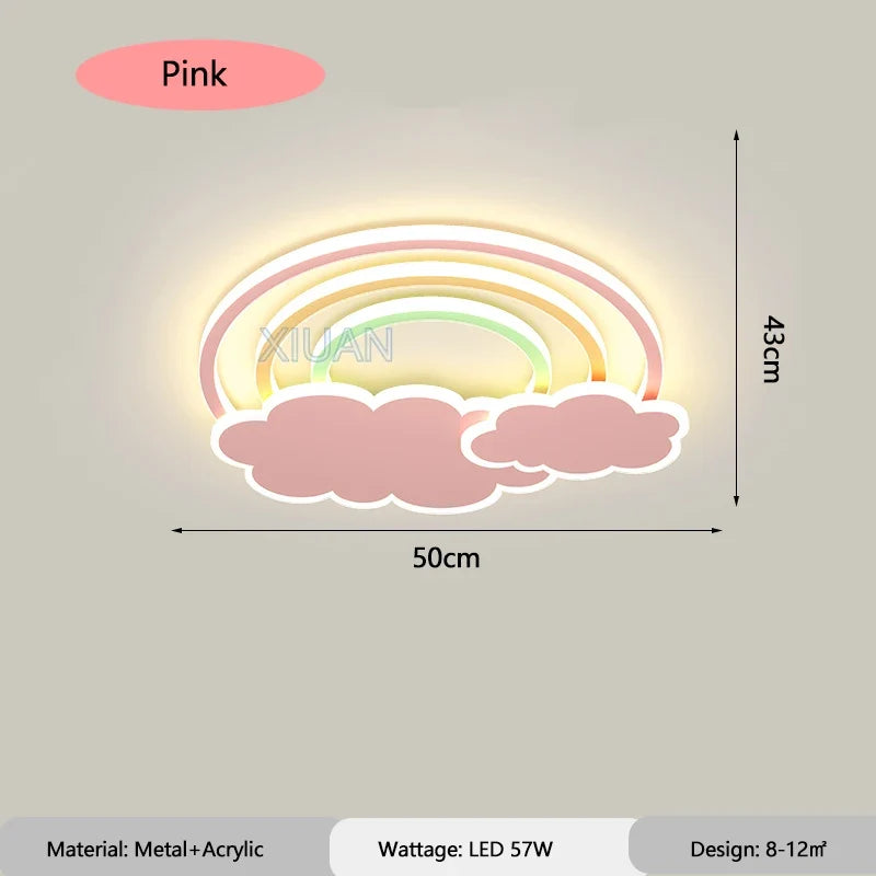 plafonnier nuage arc-en-ciel pour chambre d'enfant décorative et chaleureuse