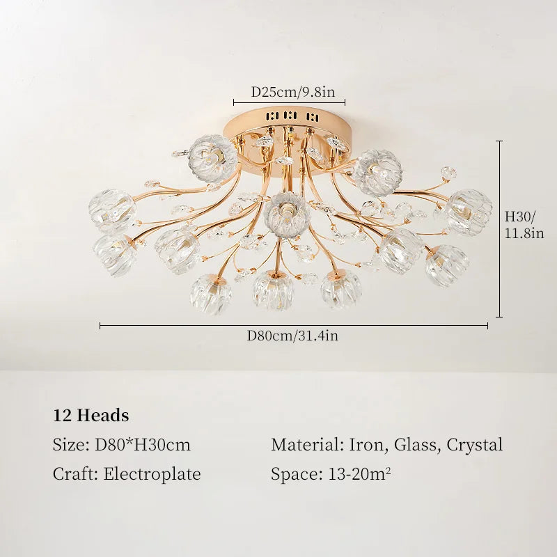lustre moderne en verre et cristal pour décoration intérieure