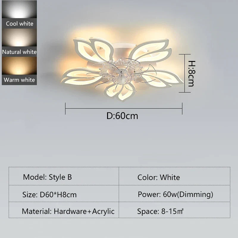 Busmos Fan LED Pendant Lamp Modern LED Pendant Lamp For Living Room, Bedroom, Studio Fan LED Pendant Lamp Dimmable White