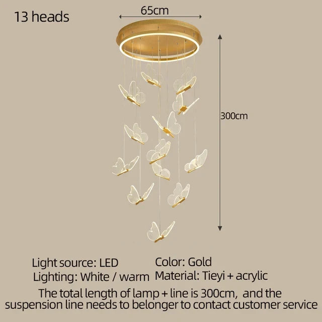 lustre papillon led suspension acrylique maison déco