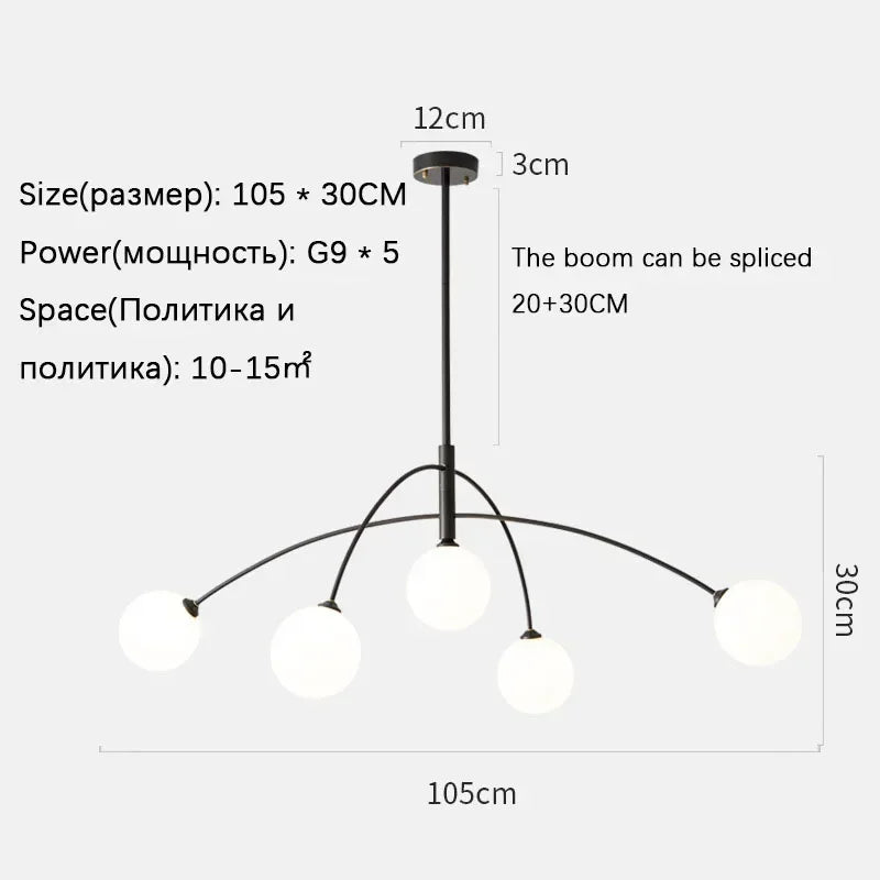 lustre suspendu moderne en verre laiteux pour intérieur élégant