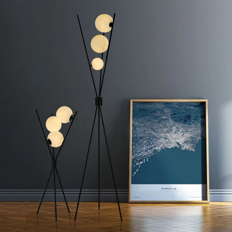 lampadaire lune led 3d design nordique trépied décoration
